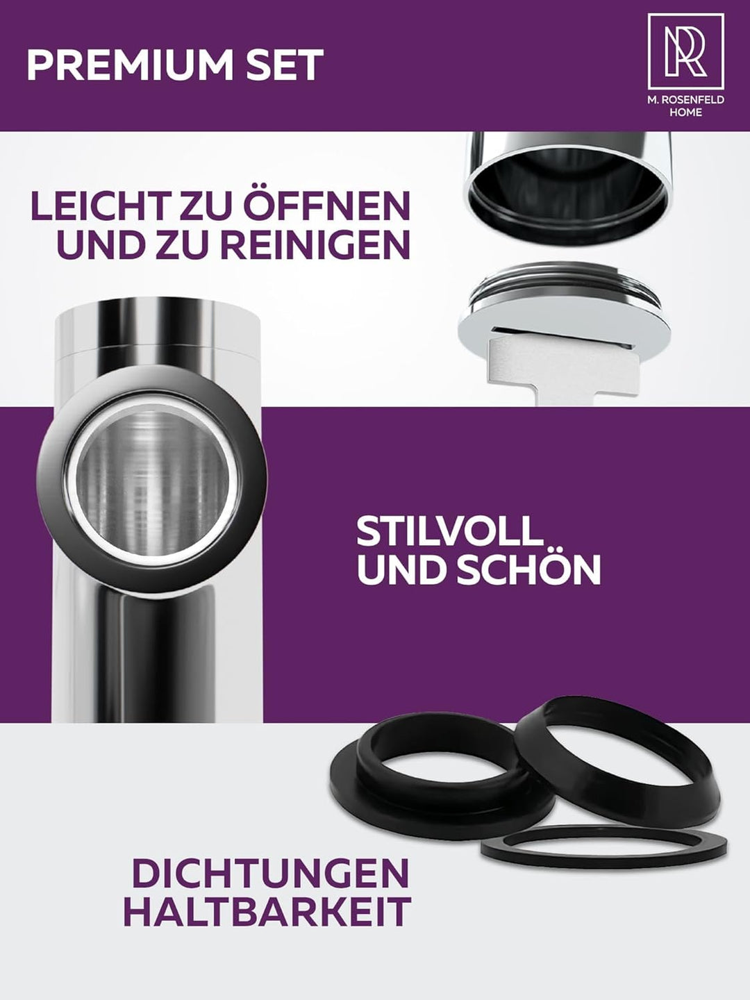 M. ROSENFELD HOME Design Siphon Waschbecken – Universeller Röhrensiphon 1 1/4" für Waschtisch, Geruc