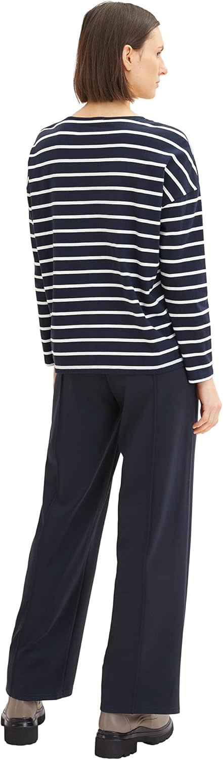 TOM TAILOR Damen Langarmshirt mit Streifen XXL 31540 - Navy Offwhite Stripe, XXL 31540 - Navy Offwhi