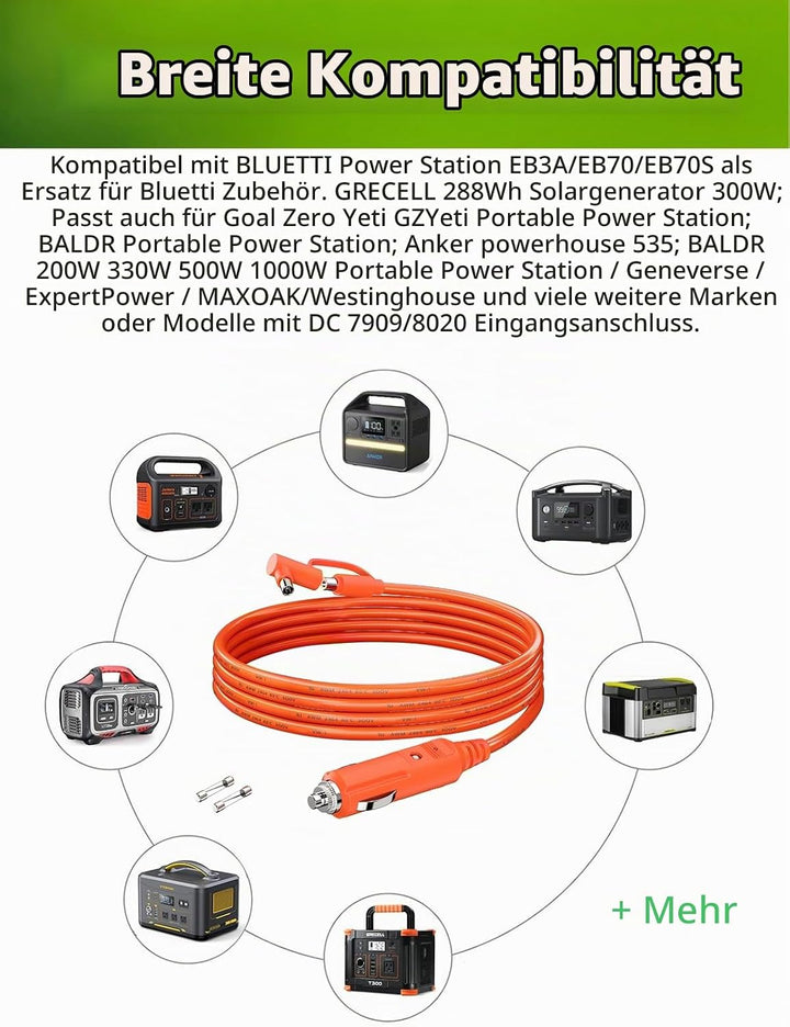 Lonnky 12V-24V Auto-Ladegerät DC7909/DC8020 Zigarettenanzünder-Ladekabel, kompatibel mit BLUETTI EB3
