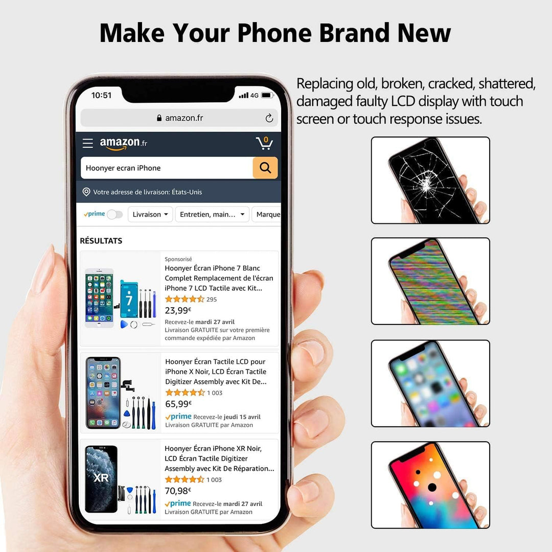 Hoonyer iPhone 11 Display with 3D Touch Function and Digitizer and Repair Kit (iPhone 11 Display), i