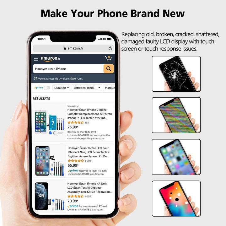 Hoonyer iPhone 11 Display with 3D Touch Function and Digitizer and Repair Kit (iPhone 11 Display), i