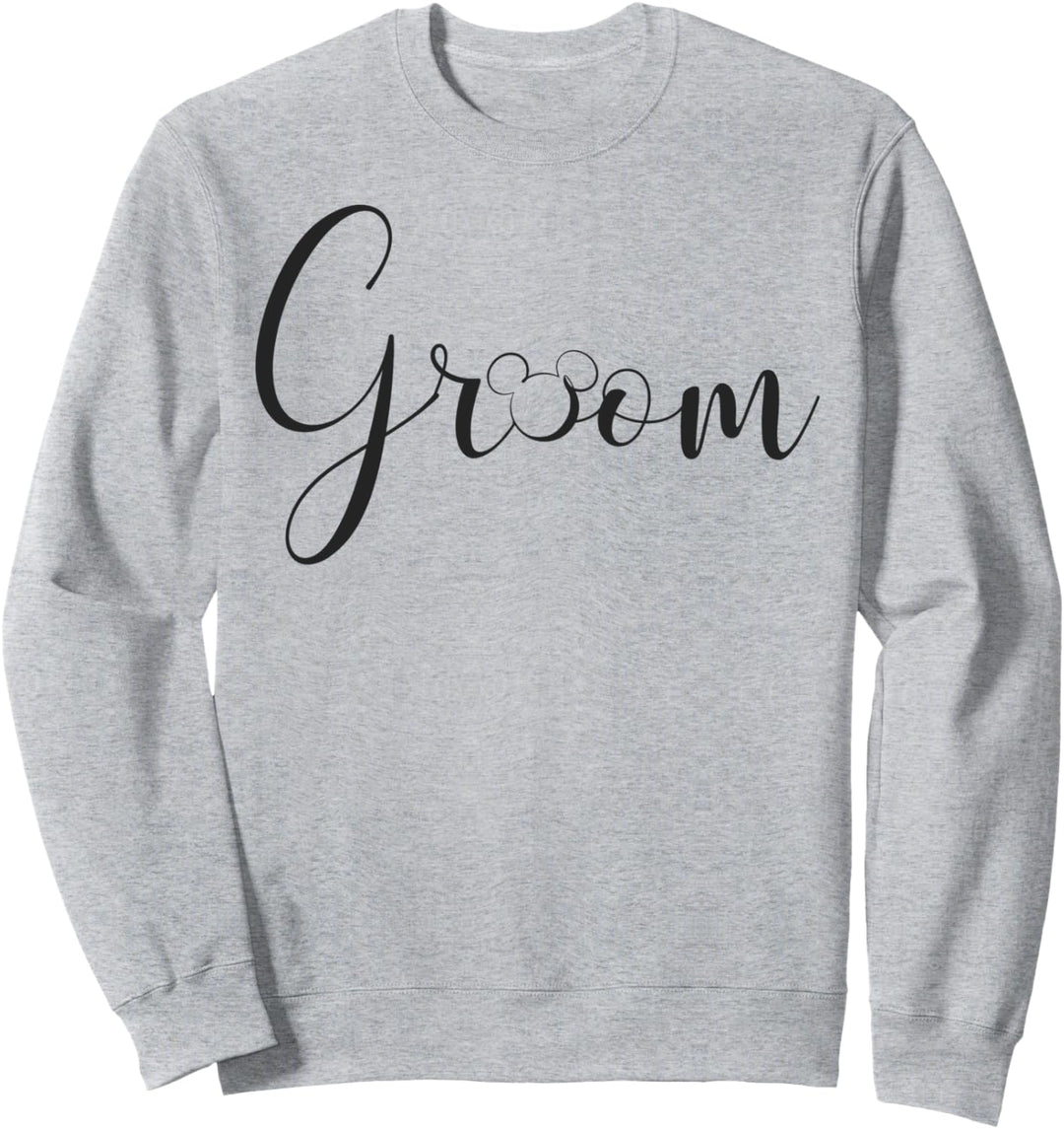 Disney Mickey Mouse Groom Cursive Black Text Logo Sweatshirt