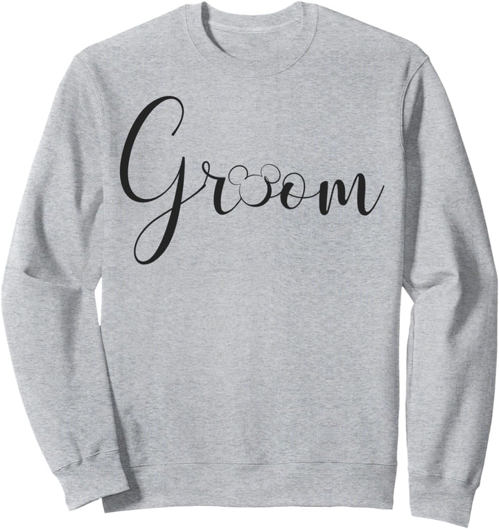 Disney Mickey Mouse Groom Cursive Black Text Logo Sweatshirt