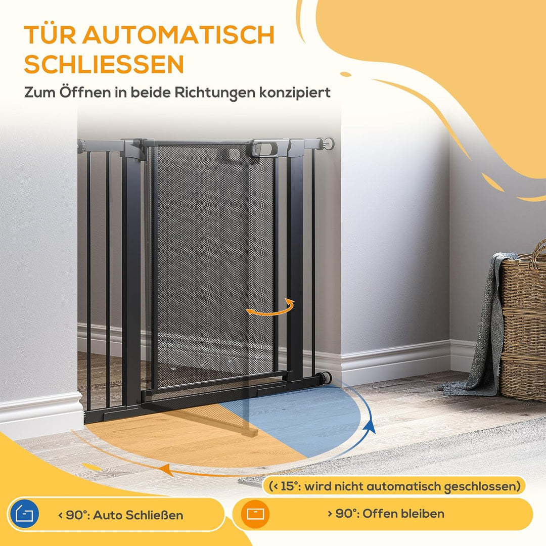 PawHut Hunde Türschutzgitter, Treppengitter, Hundegitter ohne Bohren, 75-103 cm Breite Absperrgitter