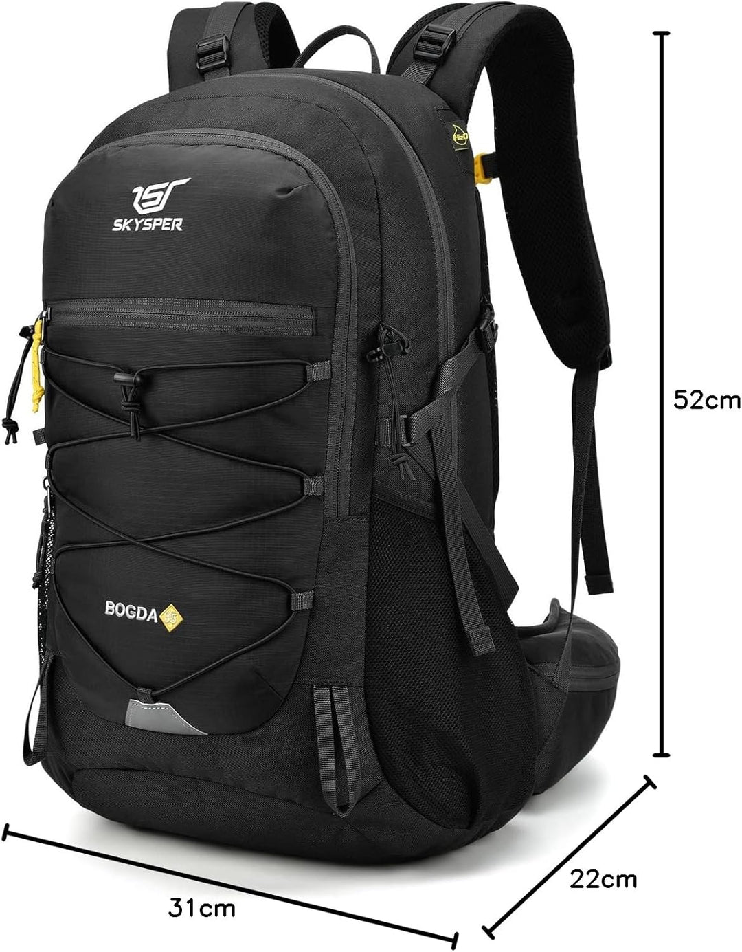 SKYSPER BOGDA 35 Wanderrucksack 35L Camping Backpack mit Rückenbelüftung & Trinksystem Trekkingrucks