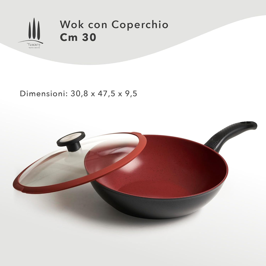 CLASSE ITALY, Linie Tuscany, Wok, 30 cm, natürliche Antihaftbeschichtung, 5 Schichten, hohe Festigke