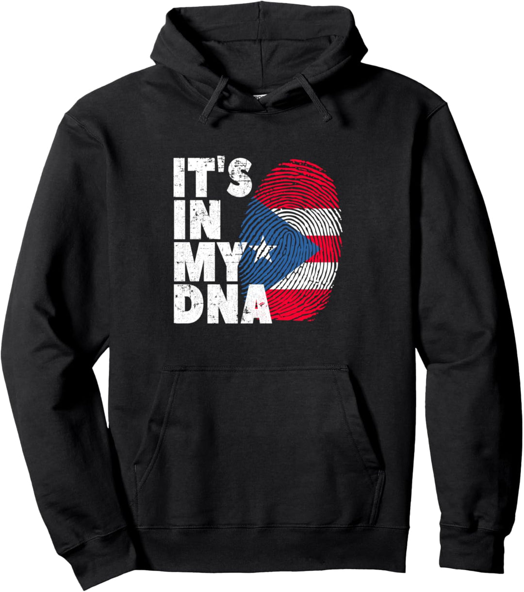 Flagge von Puerto Rico Es ist in meiner DNA Fingerabdruck für Männer Frauen Pullover Hoodie