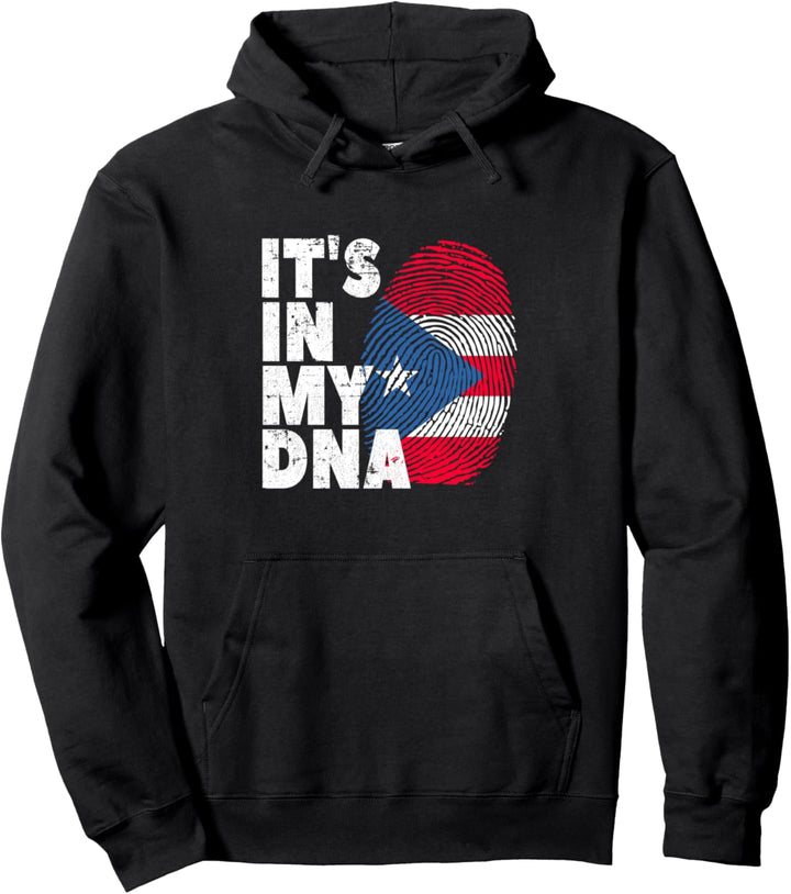 Flagge von Puerto Rico Es ist in meiner DNA Fingerabdruck für Männer Frauen Pullover Hoodie