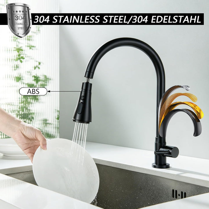 Kaltwasser-Wasserhahn, SUS304 Edelstahl für Küchenspüle, hoher Bogen, Einhandgriff, nur Kaltwasserha