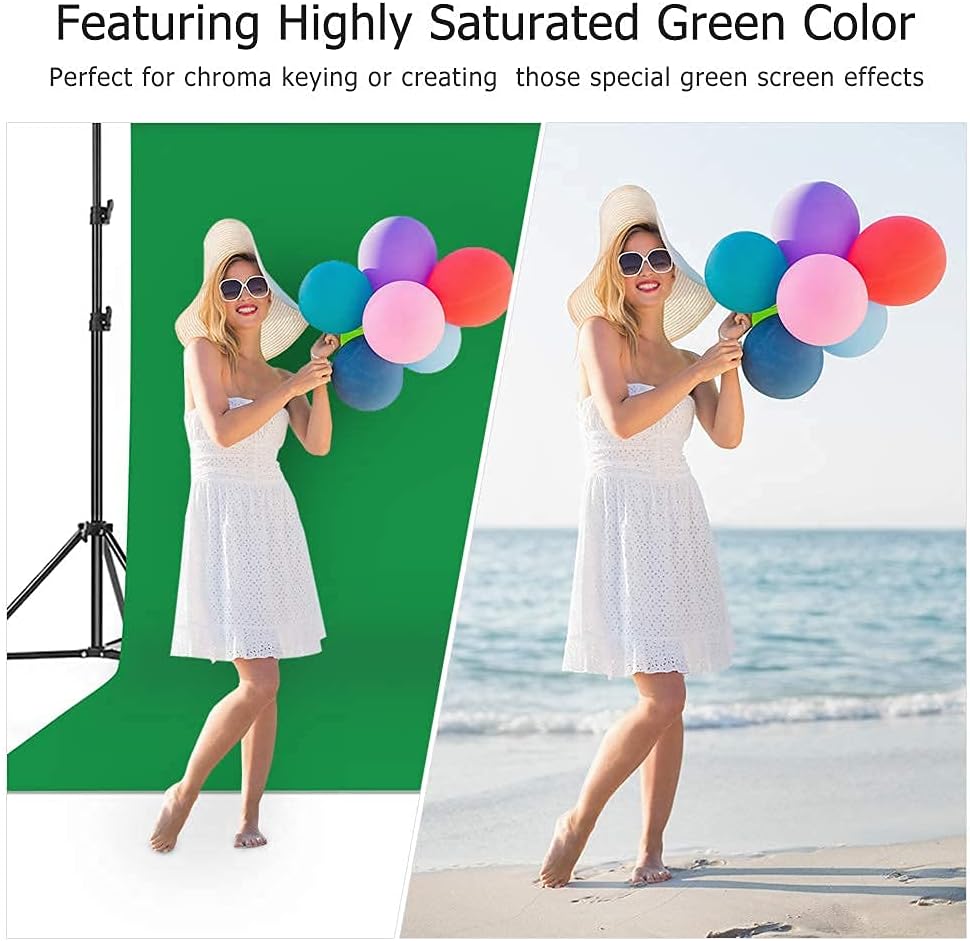 Andoer Greenscreen Kit, Grüner Fotohintergrund Waschbares 2 x 3M mit Hintergrund ständer 2 x 3M, 3 K