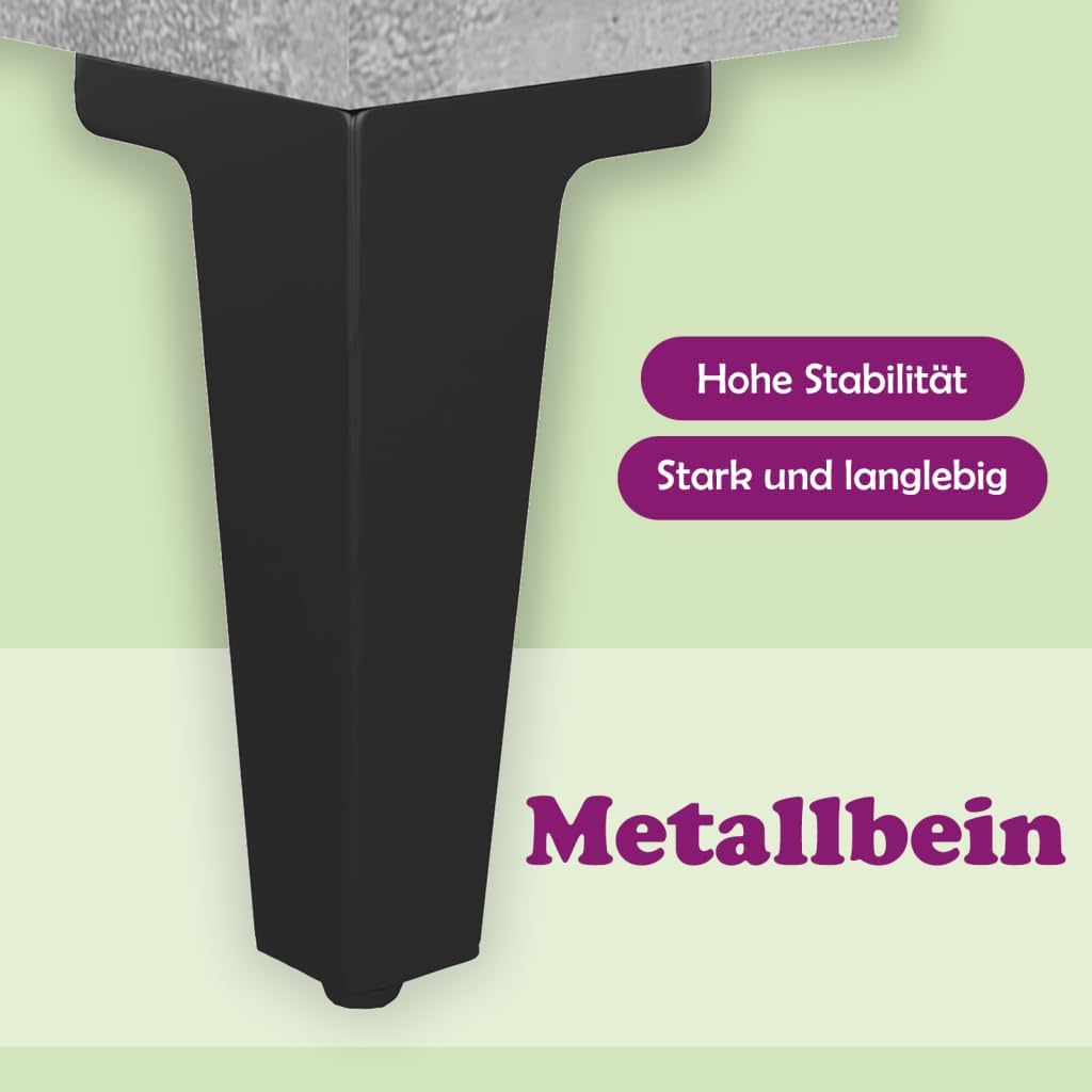 vidaXL Nachttisch mit 2 Schubladen Metallbeinen Nachtschrank Nachtkonsole Nachtkommode Schlafzimmer