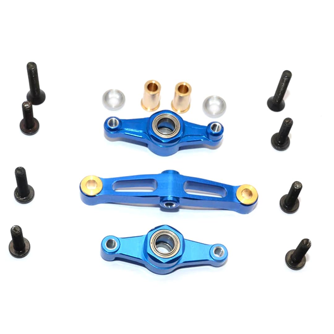 GPM for Tamiya TT-02 Tuning Teile Aluminium Steering Assembly with Bearing - 1 Set Blue