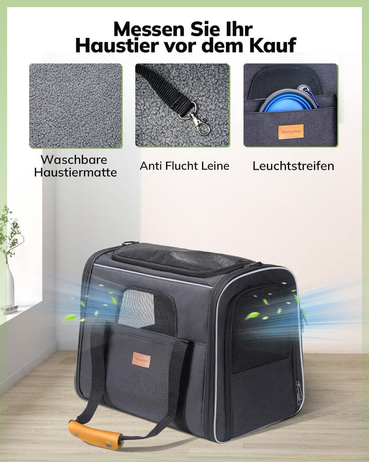 Morpilot Katzentransportbox für grosse Katzen und Welpen bis 7kg, Katzenbox Hundetasche mit Sicherhe