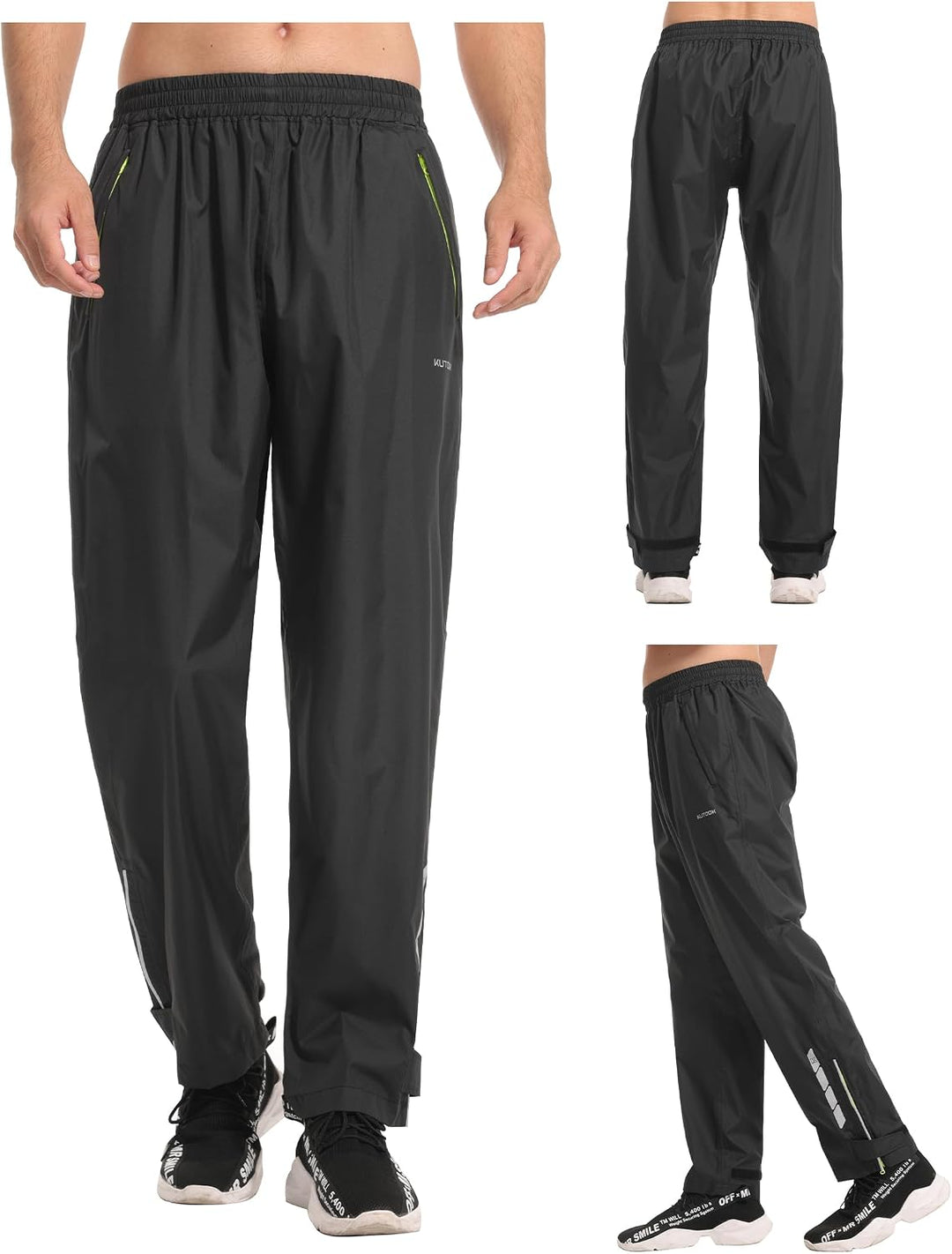 KUTOOK Regenhose Fahrrad Herren Waterproof Rating: 5000mm Atmungsaktiv mit 2 Taschen Wandern Motrrad