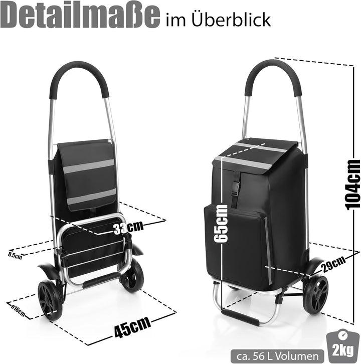 BigDean Einkaufstrolley klappbar mit Kühlfach - auch als Sackkarre nutzbar - Einkaufswagen mit extra