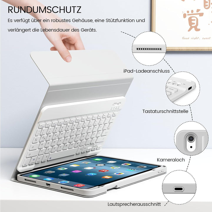 GKABXY Hülle mit Tastatur für iPad A16 11 Generation 2025/10 Generation 2022(11/10.9 Zoll), Soft TPU