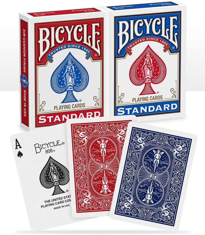 Bicycle 1001781 Kartendeck Standard 2er-Pack Rot & Blau Rommé-Karten, Pokerkarten, Zauberkarten & Cr