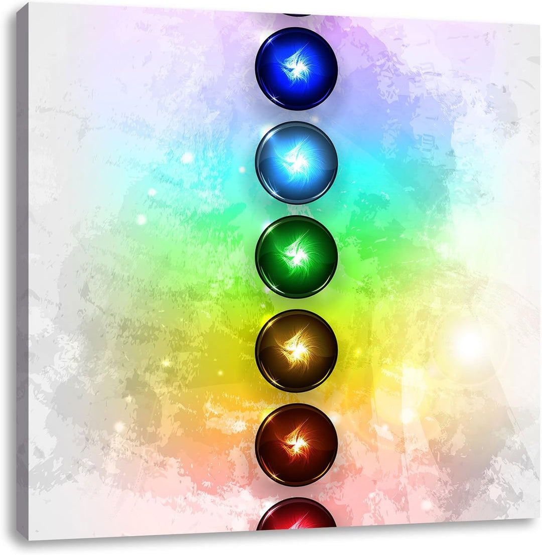 Pixxprint Chakra Eneregieelemente als Leinwandbild/Grösse: 70x70 cm/Wandbild/Kunstdruck/fertig bespa