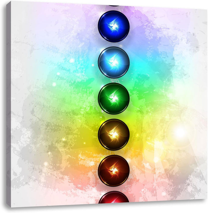 Pixxprint Chakra Eneregieelemente als Leinwandbild/Grösse: 70x70 cm/Wandbild/Kunstdruck/fertig bespa