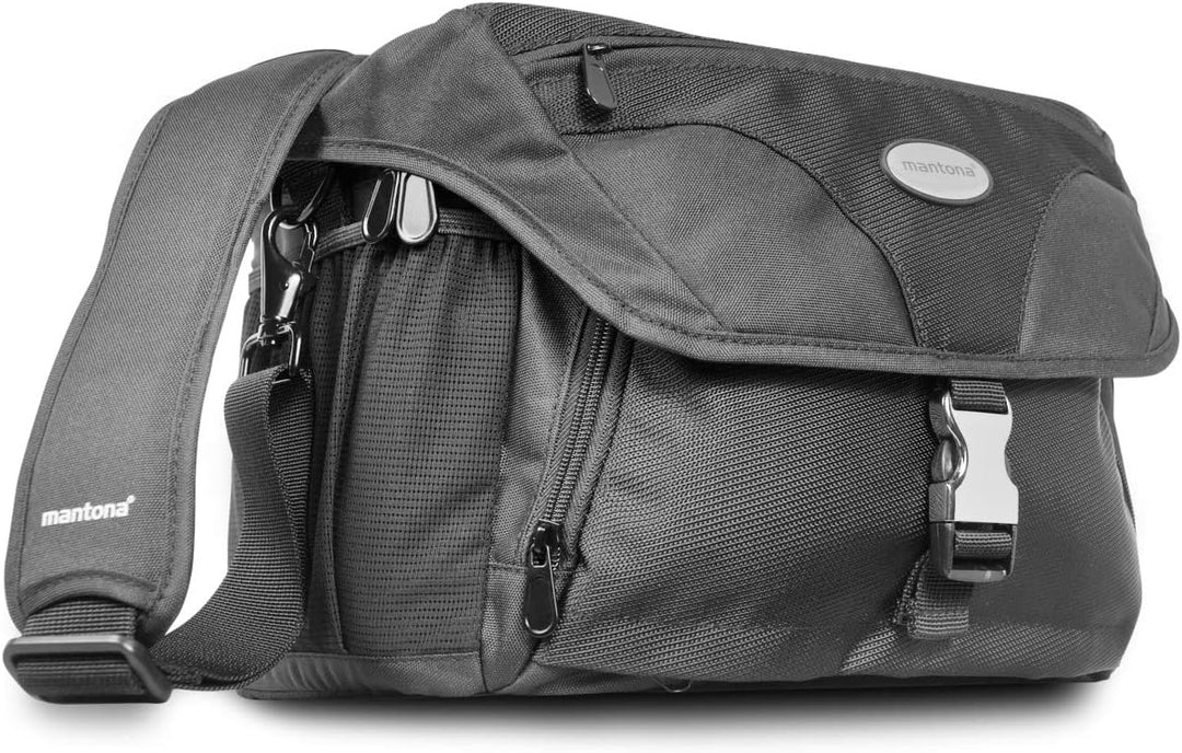 Mantona 270033 Neolit II SLR-Kameratasche (mit Regenschutzhülle, Metallschnallen und viel Zubehör) s