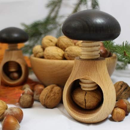 HOFMEISTER® Nussknacker - Buchenholz - ca. 10 cm hoch - leichtes Knacken von Nüssen - mit Schraubgew