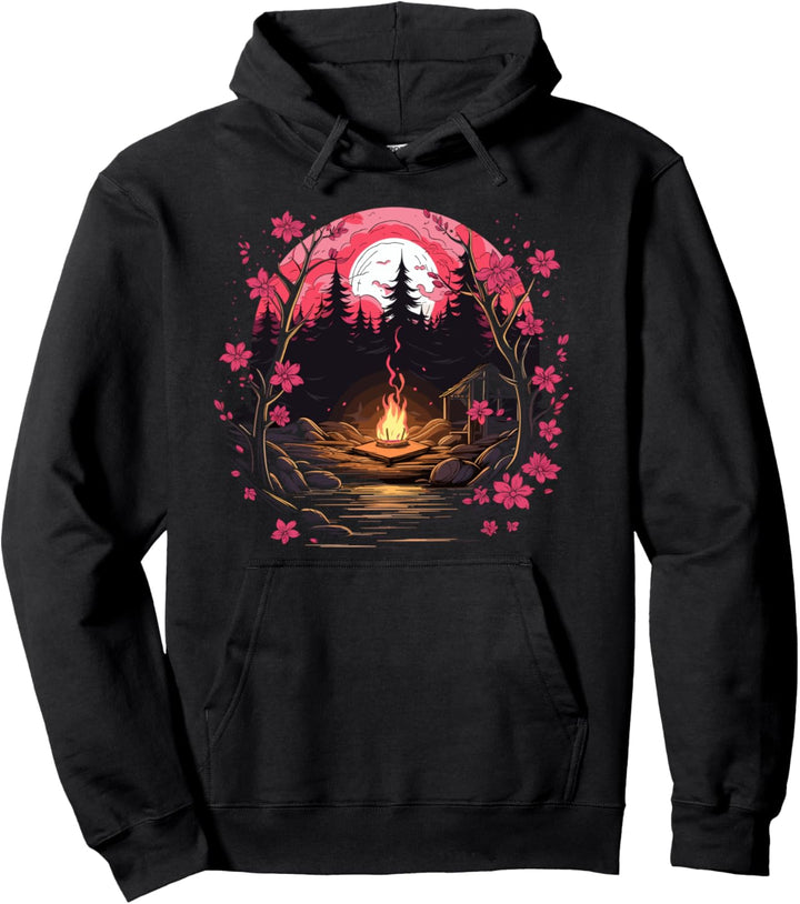 Japanischer Kirschbaum Lagerfeuer - Japan Ästhetik Pullover Hoodie
