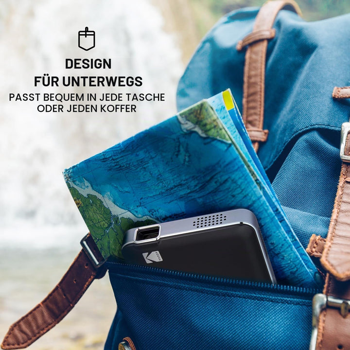 KODAK Luma 150 Ultra Mini-Pico-Projektor im Taschenformat – Schwarz, eingebauter Akku und Lautsprech