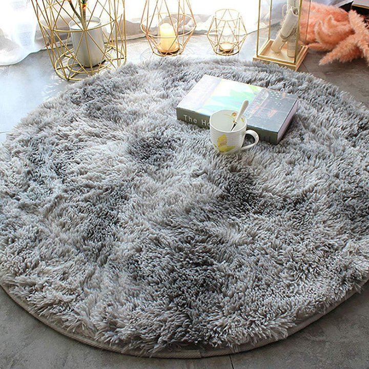 Tinyboy-hbq Runder Teppiche Hochflor Teppich wohnzimmerteppich Langflor Teppiche für Wohnzimmer flau