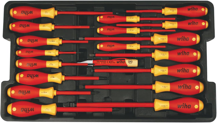 Wiha Schlitz- und Kreuzschlitzschraubendreher-Set, isoliert, 1000 Volt, 19-teilig, 32095, 19