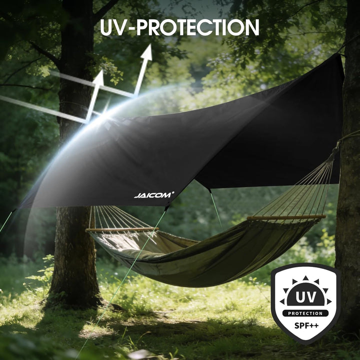JAICOM Tarp Wasserdicht, 3.6x2.9m Ultraleicht Camping Zeltplane, Anti-UV Sonnen Regen Schutz Schnee,