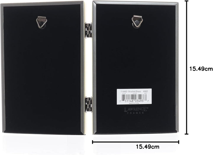 Lawrence Frames Doppel-Bilderrahmen mit Scharnier, 10,2 x 15,2 cm, Antik-Messing – Perlenbordüre Gol