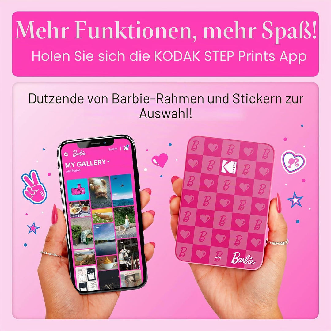 Kodak Barbie x Step Slim Wireless Sofort tragbarer Fotodrucker – Vollfarbige Drucke in Zink 2x3” Auf
