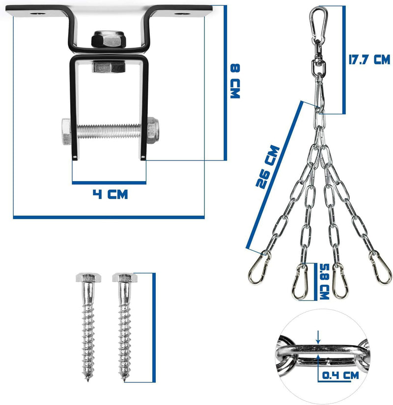 Yes4All Premium 4-Punkt Stahlkette für Boxsäcke und Deckenhaken Aufhängung - 360° Rotation - Boxsack