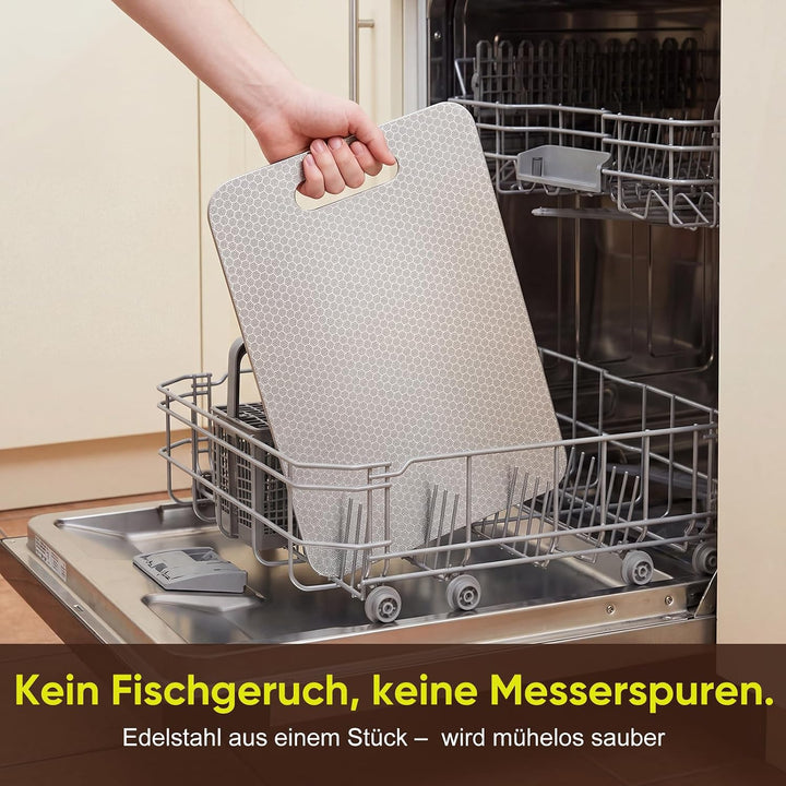 3PCS Edelstahl Schneidebrett mit Titanium – Wabenförmige &amp; glatte Doppelseite, antibakteriell, BPA-f