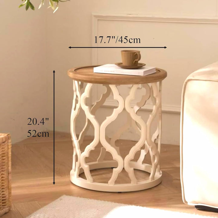 Couchtisch Rund 2er-Set, Beistelltisch Holz mit Durchbrochene Tischbeine,Moderner Couchtisch mit erh