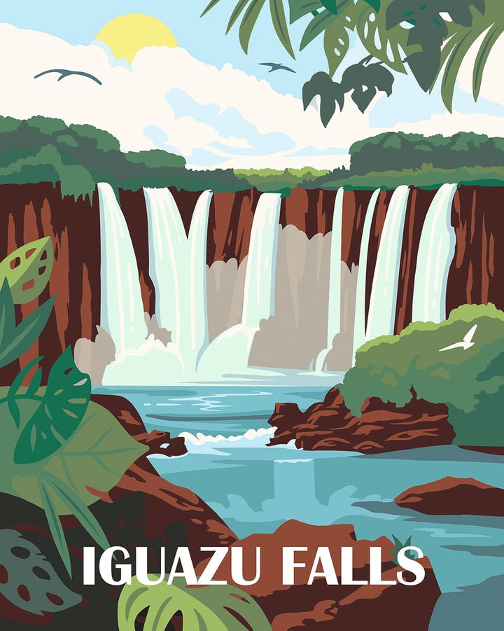 Ravensburger CreArt 25894 - Iguazu Wasserfälle - Malen nach Zahlen Erwachsene, DIY Malset mit Pinsel