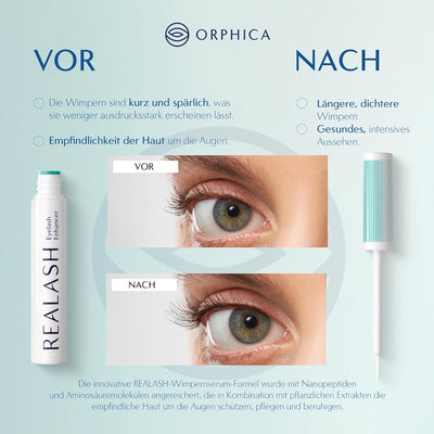 ORPHICA Realash Wimpernserum | Wimpern Conditioner, Serum für Wimpernstärkung, Wimpernverdichtung un