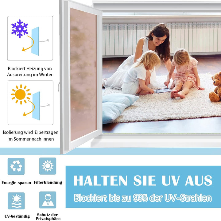 Fensterfolie von innen Durchsichtig von aussen Blickdicht,Sonnenschutzfolie Fenster innen UV-Schutz
