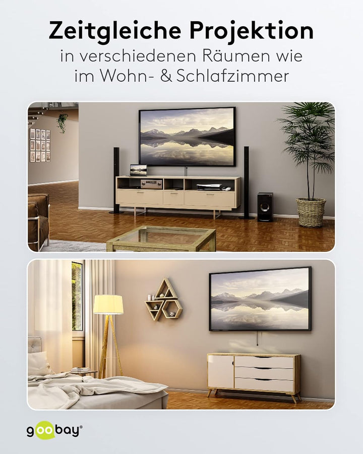 goobay 58480 HDMI Splitter 1 in 2 Out / 4K bei 30Hz (2160p) HDMI Verteiler/HDMI 1.4 Switch für Zwei