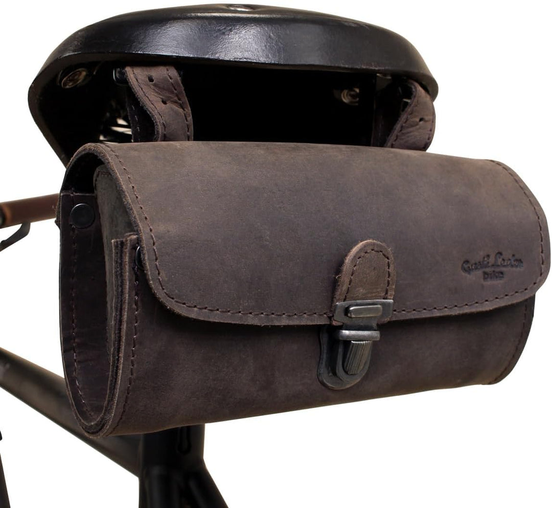 Gusti Satteltasche Leder – Wolfgang L. – Kleine Fahrradtasche Leder für Sattel, Lenker oder Gepäcktr