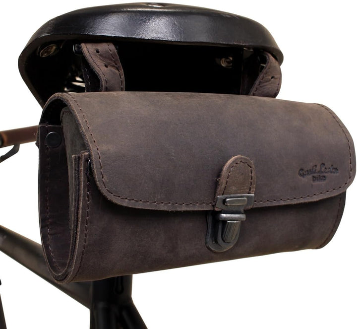 Gusti Satteltasche Leder – Wolfgang L. – Kleine Fahrradtasche Leder für Sattel, Lenker oder Gepäcktr
