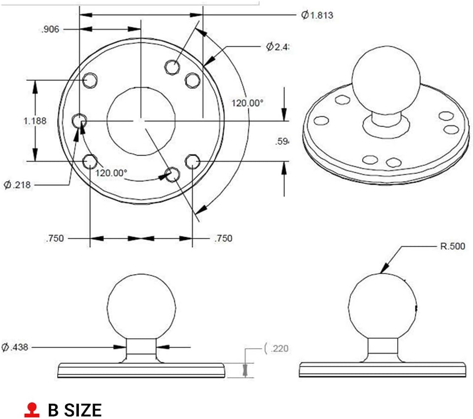 Ram Mount, Ram-B-202U Halterungsset, Kugelkopf (68 g)