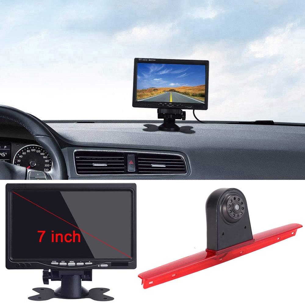 「12mm Objektiv CMOS Rückfahrkamera + 7 Zoll TFT LCD Bildschirm Auto Monitor」Bremsleuchte Auto Dach R