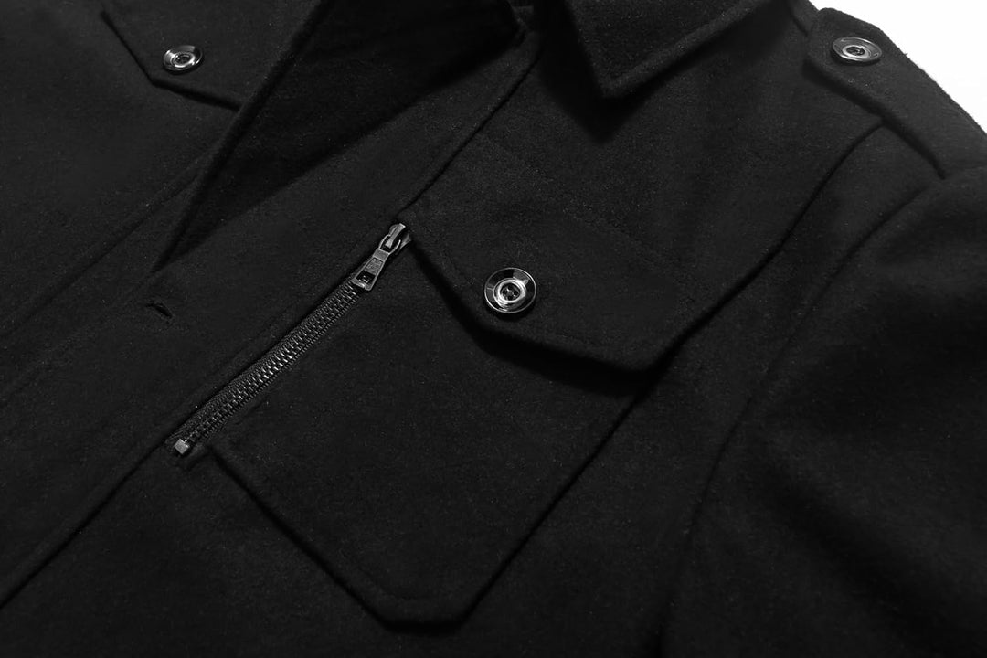 Luckyone Herren Wintermantel Wolle Kurzmantel Herren Wollmantel mit Stehkragen Peacoat Winterjacke f