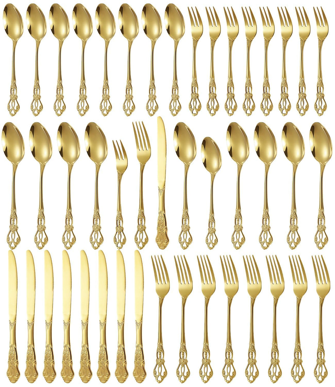 Besteck Set, 40-teilig Besteckset für 8 Personen, Edelstahl Poliert Essbesteck, Elegantes Besteck mi