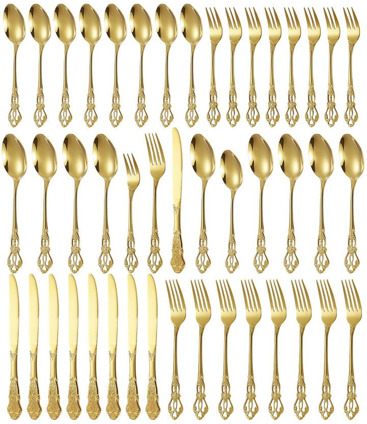 Besteck Set, 40-teilig Besteckset für 8 Personen, Edelstahl Poliert Essbesteck, Elegantes Besteck mi