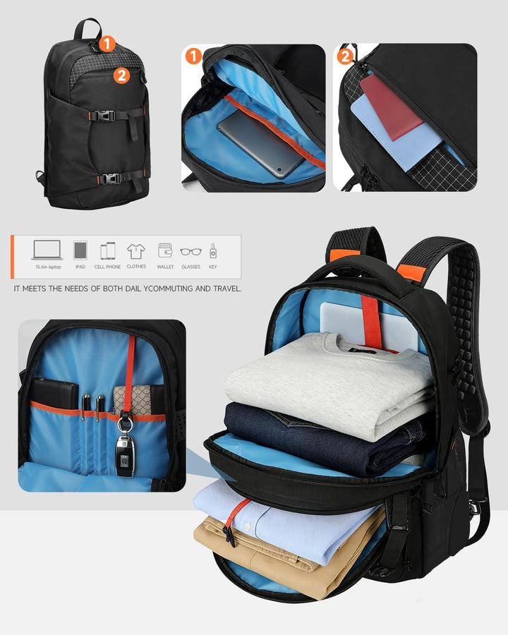 Rucksack mit Rollen 2 in 1 Abnehmbarer Rollrucksack Handgepäck– Wasserabweisend Rucksack Trolley mit