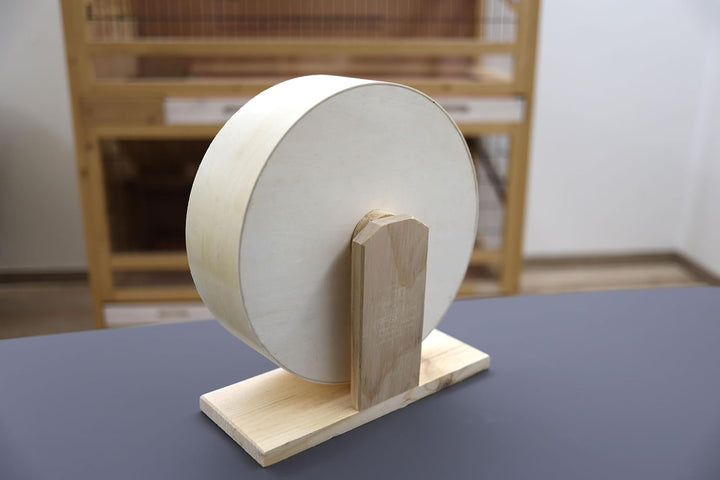 Kerbl 81788 Hamsterlaufrad aus Holz mit geschlossener Lauffläche aus Kork für sicheren Halt, Durchme
