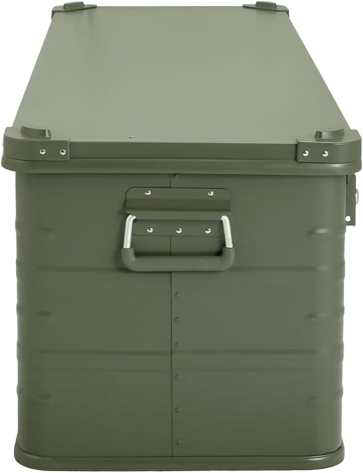Alubox Alukiste abschliessbar E159G OLIVGRÜN - Premium Lagerbox 159 Liter - Materialstärke 1mm - Dec