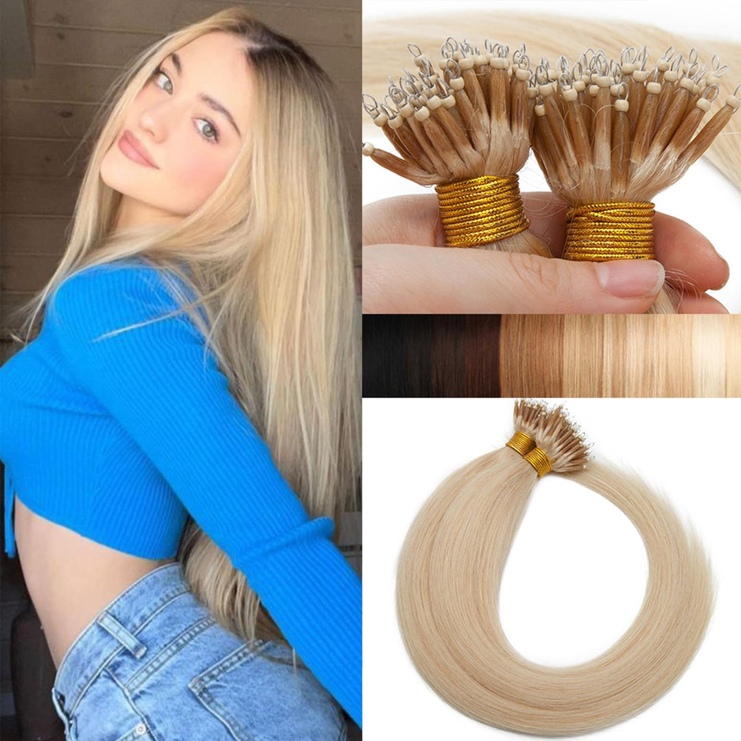 SEGO Nanoring Extension Echthaar 1g Loop Haarverlängerung Haarteile 50 Strähnen 7A 100% Remy Human H